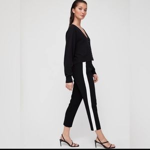 Babaton Conan Black Side Stripe Tuxedo Crepe Ankle Trousers Pants Size 10